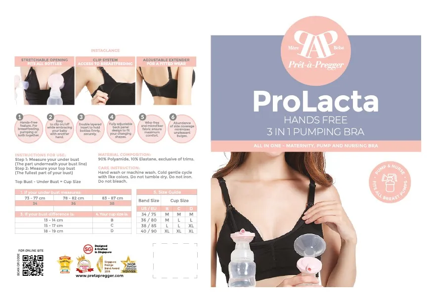 Pret a Pregger ProLacta Hands Free 3 in 1 Pumping Bra / Maternity