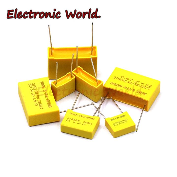 10 Pz X2 Condensatore Di Sicurezza 22.5mm 275VAC 275V 0.22UF 0.33UF 0.47UF 0.56UF 0.68UF 0.82UF 1UF 1.2UF 1.5UF 2.2UF Pellicola Di Polipropilene - Foto 1
