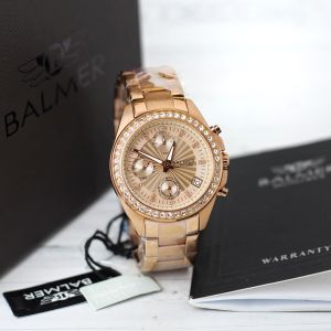 Jam tangan Wanita Balmer BL7962L tali rantai chrono tanggal aktif analog original