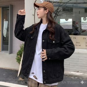 Áo Khoác Jeans Nữ Oversize Hàn Quốc - Áo Bò Nữ Form Rộng Cá Tính AJ001