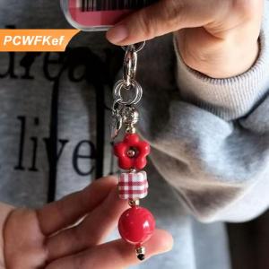 【PCWFKef】 พวงกุญแจโทรศัพท์รูปดอกไม้การ์ตูนน่ารักสำหรับผู้หญิงกระเป๋าเครื่องประดับประดับลูกปัดหลากสี Y2K ของขวัญเครื่องประดับแฟชั่น