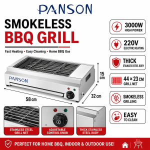 PANSON Electric grill indoor smoke-free barbecue commercial high-power stainless steel grill