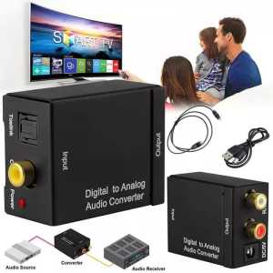 Toslink Optical Digital to Analog Audio Converter Coaxial to RCA untuk LED TV Bluray Plus Kable