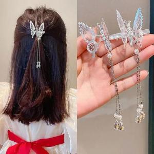 1/2pcs Tassel Butterfly Hairpin Women Elegant Vintage Headwear Trembling Butterfly Bangs Side Clip Moving Butterfly Headdress H260729