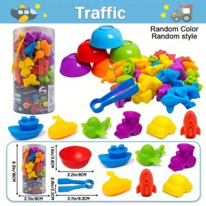 Rainbow Counting Toys Montessori Toys for Kids Counting Toys Animals Vehicles Early Math Toys Colour Matching Fine Motor Skills Toys Educational toys