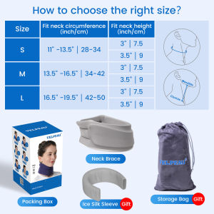 VELPEAU Neck Support Soft Neck Brace Comfort Foam Cervical Collar  Relieves Pain & Pressure in Spine Wraps Aligns Stabilizes Vertebrae For Sleep & Work