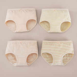 4PCS Childrens Underwear Natural Colored Cotton Undyed Girls Boxer Briefs 7A Grade Antibacterial Breathable Panties