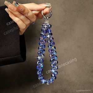 Luxury Glitter Bling Crystal Bead Phone Strap Charm Pendant Bracelet For iPhone Airpods key Accessories Bag Women Girl Hanging Cord
