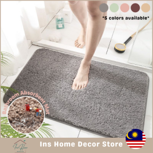 (InsHome) Premium Quality Bathroom Floor Door Mat Water Absorbing Anti Slip Toilet Kitchen Living Room Bath Mat Doormat Floor Rug Carpet Alas Kaki Bilik Air Karpet Dapur浴室防滑地垫 吸水地毯 抹脚布 抹地布(IHBM001)