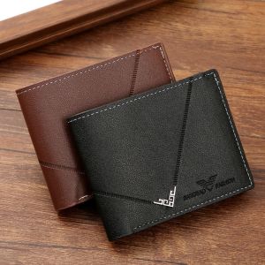 WUXU PU Leather Short Wallet Large-capacity Multi-card Slot Coin Purse Fashion High Quality Card Holder Men