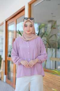 Blus crinkle Bahan Rayon Atasan Kemeja Oversize Jumbo Atasan Blouse Wanita Terbaru