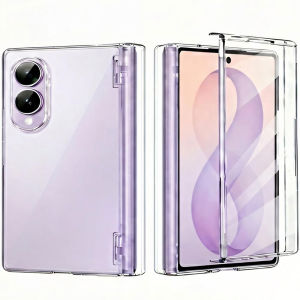 Clear for Samsung Galaxy Z Fold 8 Case Z Fold 8 Ultra Case with Hinge Protection & Screen ProtectorSlim Fit Lightweight Crystal Hard PC Transparent Non-Slip Shockproof Z Fold 7 Case