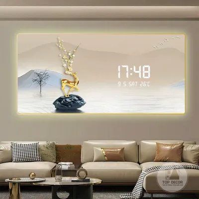 Đồng Hồ Treo Tường Điện Tử Tráng Gương - Tranh Tráng Gương Đồng Hồ Kỹ Thuật Số LED - Top Decor