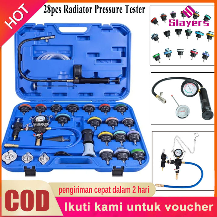 28pcs Universal Radiator Pressure Gauge Pressure Tester Vacuum Type Cooling  System Test Detector Kits Car Repair Tools