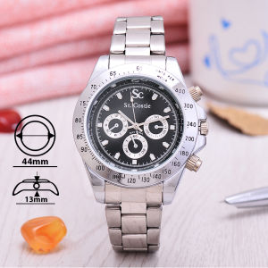 Daytona Saint Costie analog Qouartz movt Original Brand Stainless Steel Band Jam Anti karat