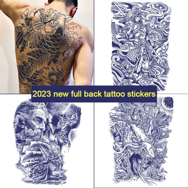 【Lasts to 15 Days】34*48cm Big Size Full Back Tattoo Stickers 3D Magic Tattoo (Temporary Tattoo) High-end Tattoo Sticker waterproof long lasting fake tattoo