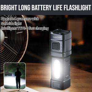 Bright Long Battery Life Flashlight Super Bright Portable Work Light Rechargeable Waterproof Type-C Charge Efficient Lighting Outdoor
