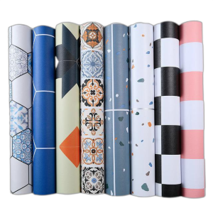 ห้องครัวพีวีซีกันลื่นตนเองวอลล์เปเปอร์ชั้นกาว สติ๊กเกอร์กระเบื้องเซรามิกปรับปรุงพื้นห้องน้ํา ห้องน้ําสติกเกอร์ชั้นกันน้ํา