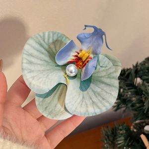 URBAG 1Pcs Phalaenopsis Pearl Hair Clip Orchid Butterfly Hair Clip Hair Accessories Duckbill Clip Bow Flower Hair Clips Durable Cloth Silk Flower Hairpin