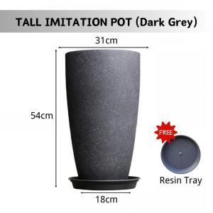 【Evergreen】Artificial Plant Pot Imitation Planter Pot Solid Large Cement Flower Plant Pot Planters with Drainage Hole Indoor Outdoor Pot Real Plant Pot Concrete Pot Big Plant Pot Resin Plants Pot