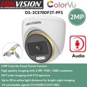 Hikvision CCTV Camera 2MP HD ColorVu With Audio Analog Camera Smart IR 20m Turret Indoor Camera CCTV Security Camera