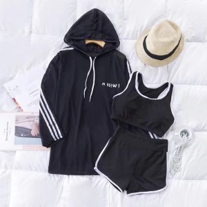 ชุดว่ายน้ำทูพีซ 3 ชิ้น ตาข่ายสีดำ เซ็กซี่ มีฟองน้ำ 8853