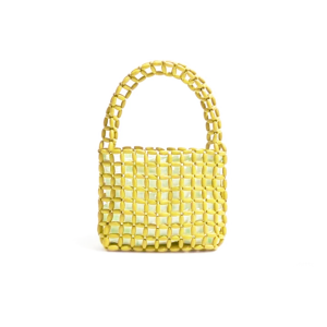 CRNGW Handmade Beaded Woven Bag Pure Color Vintage Hollow Out Bag Portable Chic Openwork Bag Girls