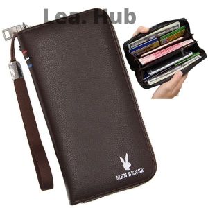 WITH VIDEO Mens Leather Long Wallet With String Clutch Bag Multifunctional Portable Bag Card Holder Dompet Panjang Lelaki Kulit Halal [Msia stock]