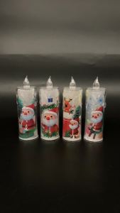 4PCS Battery Powered Christmas LED Candles Flameless Flickering Electronic Tea LightsSanta Claus Projection Night Light for Holiday Home Decor