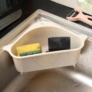 JustLiving Plastic Sink Drain Basket Kitchen Organizer Container Hanging Kitchen Sink Drain Sponge Brush Soap Holder Storage Basket Organizer Bag Rack