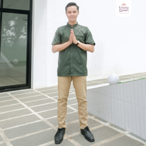 EmmaQueen - Baju Koko Pria Dewasa Tara Lengan Pendek Premium Toyobo S/XXL Kancing Depan