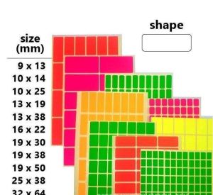 Self Adhesive Label Sticker Square Rectangle Colour 10pcs/pack or White 20pcs/pack Self-Adhesive