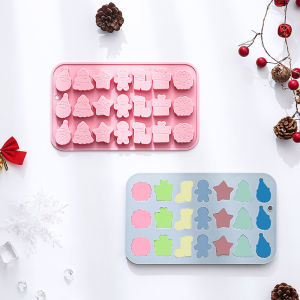 wangyueh Giáng sinh Silicone khuôn giáng sinh sô cô la khuôn Xmas kẹo khuôn để nướng bông tuyết Cây giáng sinh người tuyết bánh gừng người đàn ông