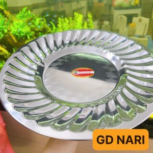 Dĩa inox tròn bông lớn Tân Tiến Đạt - Dĩa inox làm bò né đựng thức ăn Cao Cấp 33cm - gia dụng Nari
