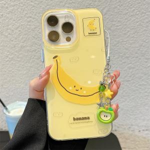 ZEEMIN Christmas and Halloween gifts Funny Bite Apple Banana Phone Case For iPhone 11 12 13 14 15 16 17 Pro Max 16E 17Air 7 8 Plus Cute Fruit Pendant keychain Cover