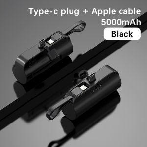 2 in 1 Capsule Power Bank Mini 5000mAh Wireless Built-in Cable Type C Lightning for Andorid Samsung Redmi Xiaomi iPhone E34