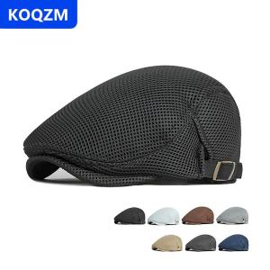 [COD] KOQZM 1PC nam giản dị hat Mũ nồi mũ cho mùa xuân mùa hè mùa thu nắp phẳng lưới thoáng khí cap phẳng đỉnh Mũ beret Mũ Golf hat