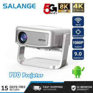 Salange P90 Projector Android9 Wifi 9000 Lumens Smart Home Cinema Electronic Focus BT4.2 Support 1080P 4K Video Outdoor TV Movie