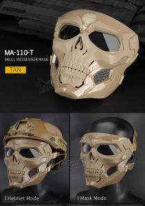 Wosport Skull Messenger Full Face Mask Fit FAST Helmet For Outdoor Sport Game CS Party