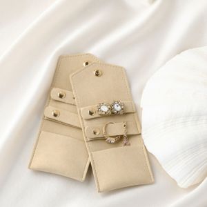 BETTERFORM Mini Jewelry Storage Bags Microfiber Leather Snap Button Necklace Packaging Pouch Cute Gifts Earring Ring Organizer