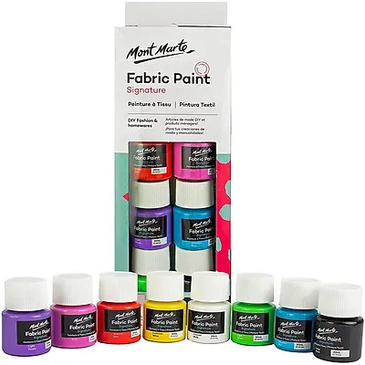 Màu vẻ vải Custom Giày Vải Túi Mont marte SET 8 màu/ Fabric Paint Set 8pce x 20ml