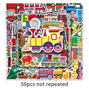 50PCS Cartoon Train Decal Sticker Waterproof Removable Kindergarten Children Room Background Decoration Vinyl Sticker