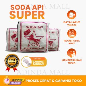 Soda Api Cap Kuda Terbang Causting Soda Pembersih Pipa Tersumbat Mampat Neto 400 Gram 1/2 KG