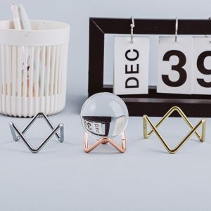 NOBLELYN Metal Crystal Ball Base Craft Photography Props Glass Sphere Holder Simple Geometric Crystal Ball Display Stand for Home Decoration