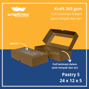 (Isi 20 pcs) Dus Kraft Laminasi 24x12x5/ dus pastry dus picnic roll dus sate dus risoles dus martabak