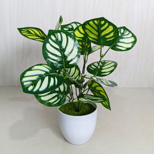 Sampai7an PBP37 / Pot Bunga Artificial Tanaman Hias Plastik Daun Keladi Dekorasi Vas Bunga Ruangan Indoor Ornamen Hiasan Pajangan Rumah / COD