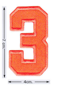 อาร์ม อาร์มปัก ตัวเลขสีส้ม รีดติดวัสดุผ้า เสื้อ กระเป๋าผ้า และอื่นๆที่เป็นวัสดุผ้า แบบเย็บติด /รีดติด