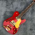 Custom Shop WhiteFender Telecaster Semi Hollow Body กีตาร์ไฟฟ้า F Hole Body Gold B500 Tremolo Bridge. 