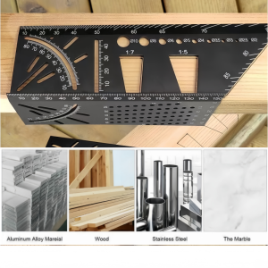 Multi-functional 45/90 Degree Angle Ruler ABS Woodworking Square Size Measure Ruler 3D Line Drawing Machine Woodworking Angle Ruler Woodworking Tools