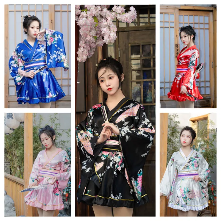 Yukata Women Costume Geisha Cosplay Japanese Dress Traditional